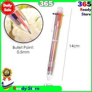 Multicolored 6-in-1 0.5mm Ballpoint Pen with Multiple Applications for Office and School Supplies Smooth Writing Pen Pelbagai Warna Alat Tulis