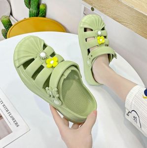 EVA Fashion Slip On Rounded Toe Sandals For Women Comfortable Rubber Hold Shoes One Strap Walking Casual Shoes
