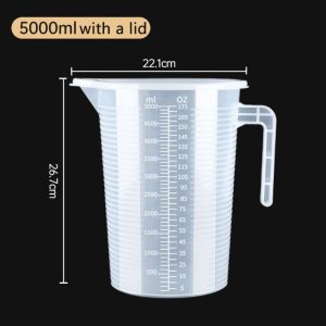 YESMILE Plastic Graduated Measuring Cup Clear Large Capacity Transparent Mixing Cup Liquid Container with Lid Laboratory Beaker Kitchen Baking