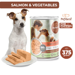 PetMarra Natural Meat Loaf Puppy Wet Food Can Salmon with Vegetables Flavor 375g meatloaf puppies canned pet foods