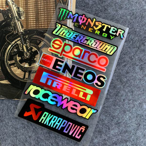Laser Rainbow Sponsor Motorcycle Body Side Strip Moto Bike Helmet Sticker Fuel Tank Decals Accessories