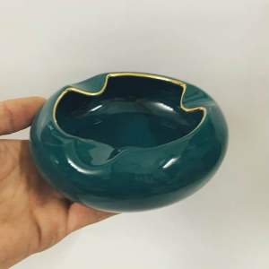 Gạt tàn sứ hình tròn men ngọc lam cao cấp Huydecor