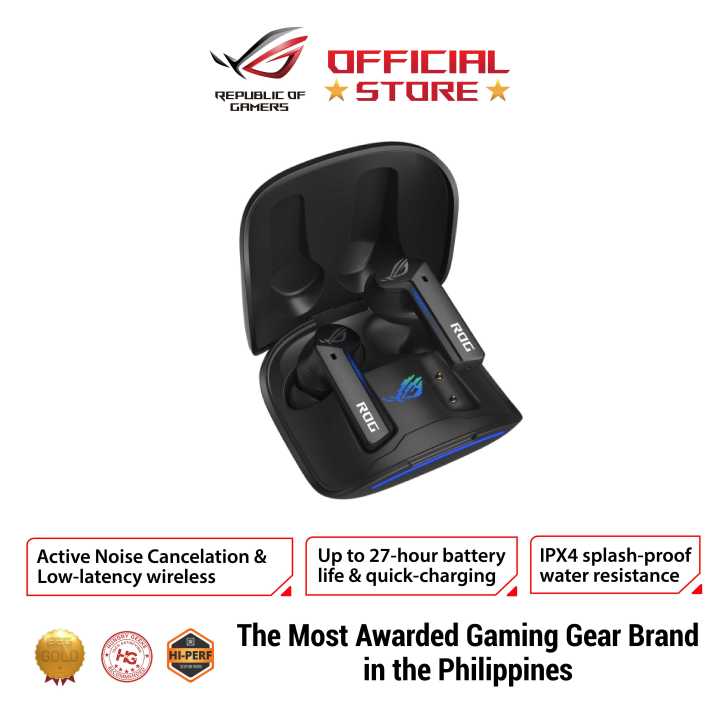 ASUS ROG Cetra True Wireless gaming headphones wireless connection,up to  27-hour battery with wireless-charging case