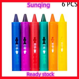 SQ Stationery [Flash Sale] 6Pcs Washable Bath Crayons Colorful Drawing In The Tub Easy Clean Crayons Kids Colorful Funny Art Toy Graffiti Bathroom Crayon