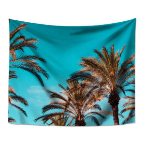 ผ้าพื้นหลัง สีเขียวใบปาล์มข้างเตียงแขวนผ้าชายหาดภูมิทัศน์ตกแต่งพื้นหลังผ้าม่านห้องนอนผนังผ้าพื้นหลังผ้าพื้นหลังพรม