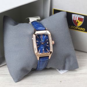 Jam tangan Wanita Leopard 8086 tali kulit tanggal aktif analog original