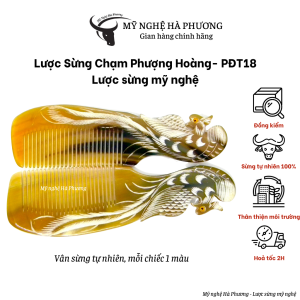 Lược sừng Phượng Hoàng chạm 2 mặt đẹp (size: M-18cm) món quà Thủ công mỹ nghệ ý nghĩa