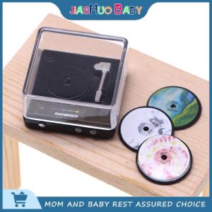 JiaShuo Baby Toy บ้านตุ๊กตา1:12เครื่องเล่น CD ขนาดเล็กอุปกรณ์ตกแต่งบ้านโมเดลบ้านตุ๊กตา