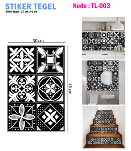 Stiker Tegel Lantai Stiker Dekorasi Keramil Wallpaper Dinding Kamar Dapur Tangga Hitam TL01-04