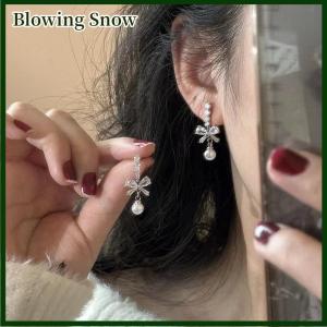 Blowing 1 cặp tinh tế cung ngọc trai dangle Bông tai cho phụ nữ cô gái thời trang ngọt ngào Stud Bông Tai đám cưới bên đồ trang sức phụ kiện Quà Tặng