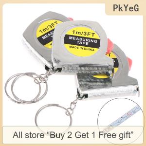 [COD] PkYeG Tool 1M 3ft Retractable Stainless Steel Pocket Measuring Ruler Tape Measure Keychain