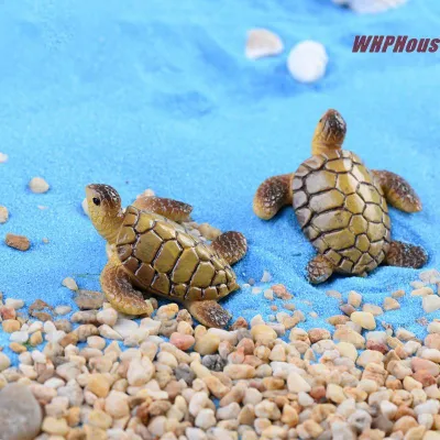 TX🏮💓💛 2Pcs Mini Sea Turtle Model Resin Turtle Figurines Fish Tank Miniature Decor