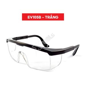 Kính bảo hộ lao động Everest EV105 đentrắngMắt kính chống bụi đọng hơi nước chống trầy xước chống tia UV