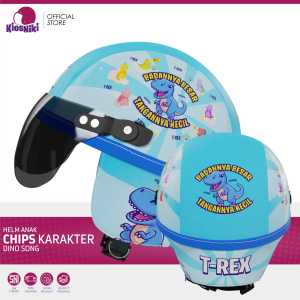 Helm Anak Karakter Kartun SNI 1 2 3 4 5 Tahun Lucu Unik Berkendara Aman Motif Dino Song