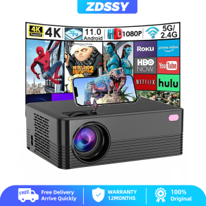 ZDSSY P35แอนดรอยด์11โปรเจคเตอร์4K 1080P แบบพกพาสมาร์ททีวีเครื่องฉายวิดีโอโฟกัส1280*720P และแก้ไขคีย์สโตนไวไฟ6 BT5.2สำหรับเกมภาพยนตร์บ้านโรงภาพยนตร์3500ลูเมนโครงการวิดีโอ