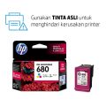 Tinta Printer HP Original 680 Warna Tri Color - Combo 2 Pack Colour Hitam - Cartridge Asli DeskJet 1110, 1115, 2135, 3630, 4520, 3830, 4650 Official. 