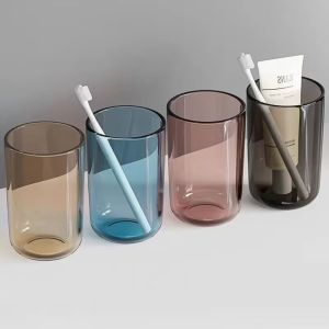 NYEFC0463 Transparent Mouthwash Cup Thickened Large Capacity Household Cups Solid Color Toothbrush Cup
