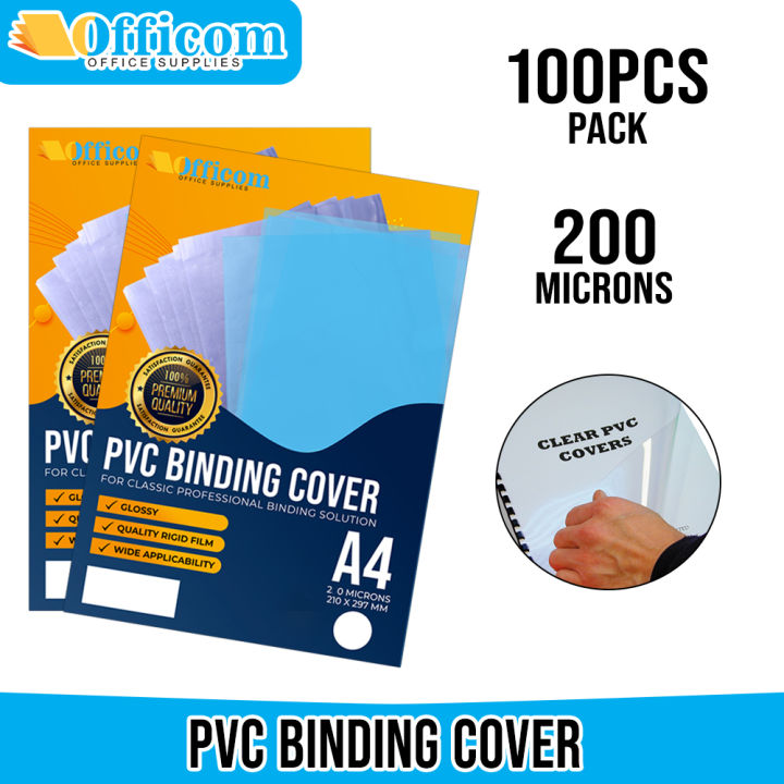 100pcs PVC Binding Cover (A4 Short Long) 200 Microns Clear