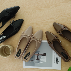 Bowknot Pointed Toe Flat Commuter All-match Shallow-mouth Womens Shoes