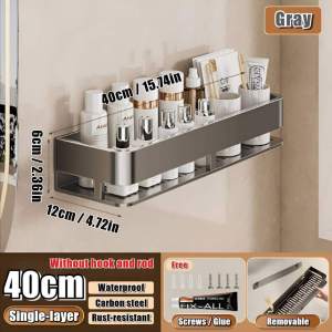 Wall-Mounted Bathroom Storage Rack Organizer Towel Holder Toilet Shelf Shampoo Kitchen Accesories