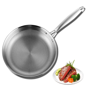 Fypo 28/30cm Frying Pan 304 Stainless Steel Skillet Nano Non-stick Pan NO-coating Gas and Induction Stove Use Eggs Steak Frying Pot Kitchen Restaurant Cookware