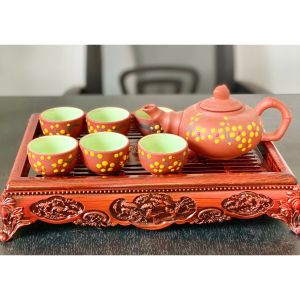 Khay trà dáng sập giả vân gỗ nhựa nguyên chất sang trọng độ bền cao