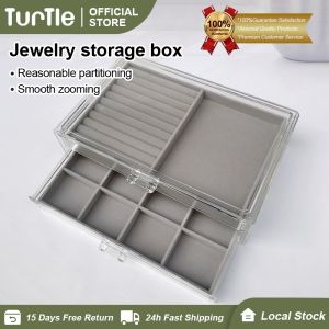 TURTLE Transparent Acrylic 2-Layer Velvet Accessories Box Jewellery Storage Box Jewellery Organiser