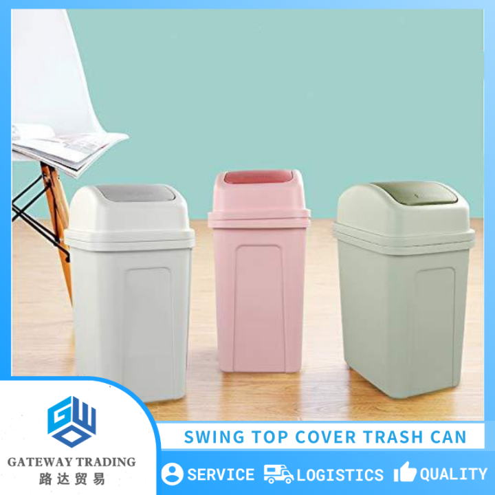 Swing Cover Trash Bin Waste Bin Plastic Trash can Removable Trashcan
