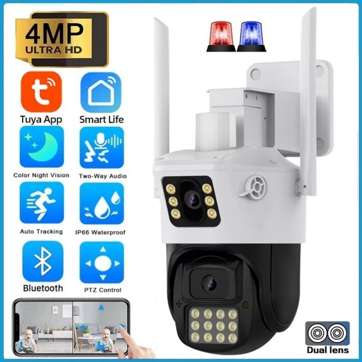 Tuya Smart Life 4MP PTZ WiFi IP Camera Dual Lens Screen Outdoor  Waterproof AI Auto Tracking Security CCTV Surveillance Camera Lazada PH