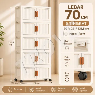 Trove 45/50/60/70cm Lemari Pakaian Plastik Jumbo Lipat Rak Susun Ekstra Spasi Awet Ringan Penghemat Ruang