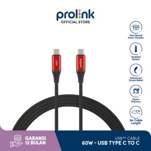 Prolink 40W/60W/100W 3A PD Fast Charging Cable USB Kabel Data Type C l 480Mbps-10Gbps l 1M-2M