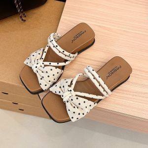 [Free Shipping] Casual Summer Wedge Sandals With Thick Soles Featuring A Bow Design A Single-Strap Style And A Non-Slip Sole For Everyday Wear With A Sweet And Trendy Look 2026 Collection Niche Style