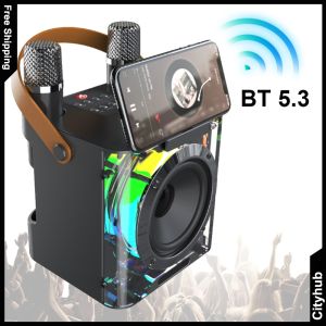 【VIP】 Wireless Microphone with Bluetooth Speaker for Karaoke Singing Dual Microphones Portable Music Player