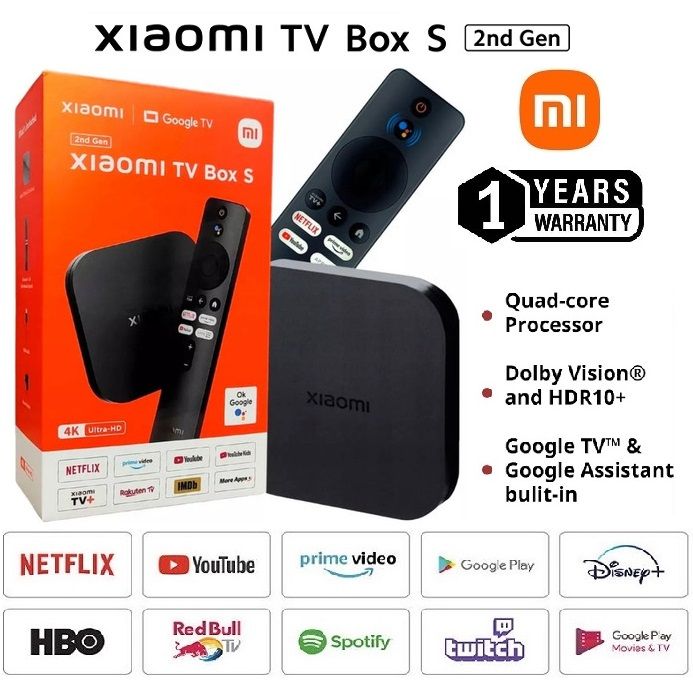Xiaomi Mi TV Box S(2nd Gen) 2GB/8GB Quad-core Processor 4K Ultra HD ...