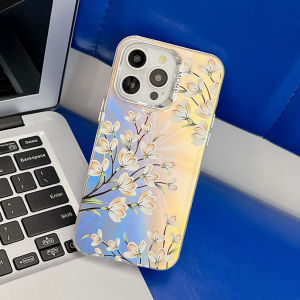 Kisscase Mạ vẽ hình hoa Laser Imd vỏ điện thoại Cho iPhone 15 14 13 Pro Max Đầy Màu Sắc Matte phong cách Ins PC + TPU Cứng Chống-Mùa Thu Chống Sốc Ốp lưng cho iPhone 15 14 13