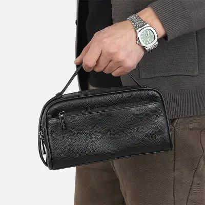 [Da thật] Clutch cầm tay nam Túi golf nam da bò thật 2 ngăn khóa CL159LD (Đen) - 100% da bò thật BH 3 năm