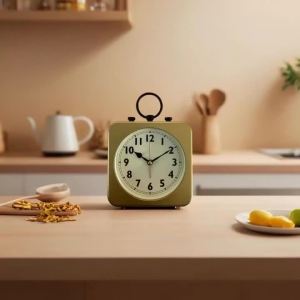 Sacesr Simple Modern Table Clocks Golden Alarm Machine Square Silent Plastic Clocks Portable Living Room Bedroom Household Desk Clock Q8H3K