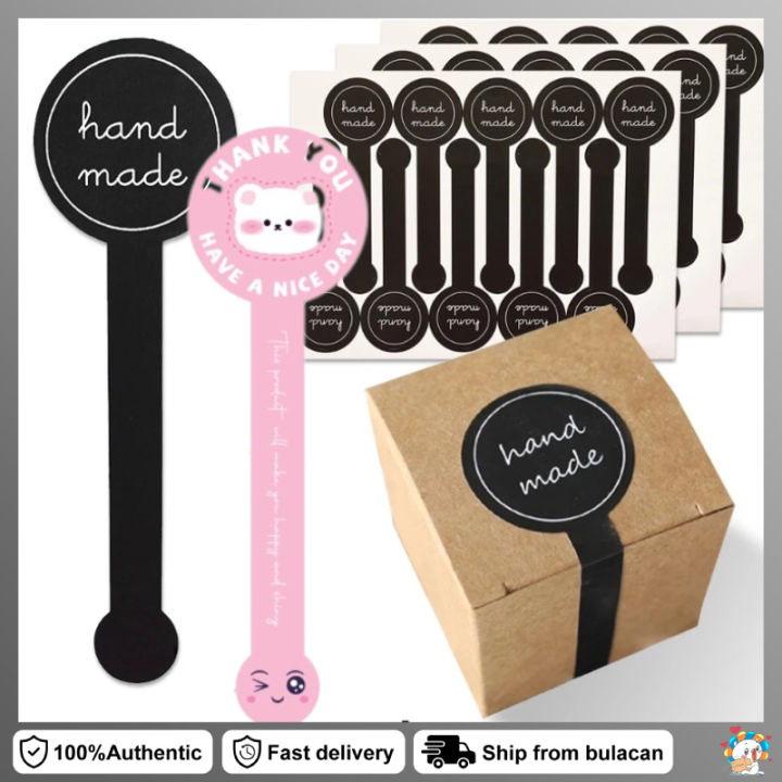 100pcs/pack Stickers Long Style Handmade Stickers Food box label ...