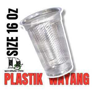 CUP GELAS PLASTIK DATAR WAYANG HIJAU 16 OZ 1 SLOP ISI 50 PCS