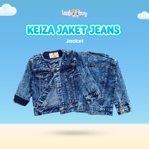 LITTLEKIMY Keiza - Jaket Jeans Anak Kerah Bulat Sandwash Jacket Anak Perempuan Usia 1 - 7 Tahun