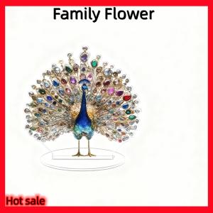 Family Flower Flash Sale 1Pcs 2D Phẳng Acrylic Bức Tượng Sang Trọng Pha Lê Con Công Trang Trí Bàn Trang Trí Cho Phòng Ngủ Phòng Khách Văn Phòng