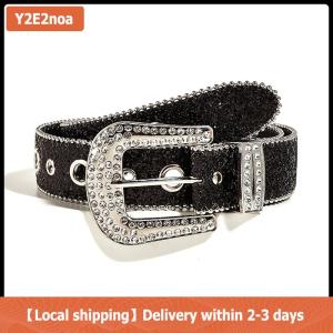 【Local shipping】 Sáng bóng Rhinestone rộng vành đai phụ nữ ăn mặc vành đai dành cho người lớn Rhinestone vành đai ăn mặc tinh thể kim cương vành đai