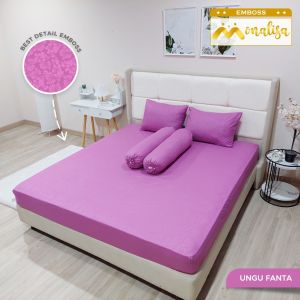 Sprei Monalisa Polos Emboss Queen 160x200 bantal 2 guling 2 Warna Soft Aesthetic