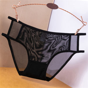1/2pcs Lower Waist Mesh Lace Panties Black Transparent Skin-friendly💦 Comfortable Underwear