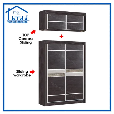 Twin Win 4 Feet Sliding Wardrobe/Almari Baju {Assembled Product/Siap Pasang}