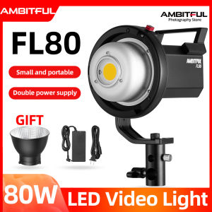 AMBITFUL FL80 80W 5600K LED Video Light Daylight Balanced CRI96 TLCI 95+ 5 Pre-Programmed Lighting Effect Bowens Mount Continuous Light