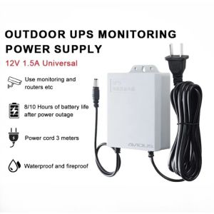 12V 1.5A UPS Monitoring Power Outage Endurance Power Supply for Router and Monitoring Outdoor CCTV Built-in Battery IP Camera Power Cord