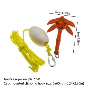 WENSH Aluminum Alloy Marine Kayak Anchor Kit Portable Folding Design Kayak Anchor Rope Kit Fast Boat Snap Hook Folding Boat Anchor Fishing Kayaks