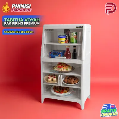 Tabitha Voyah - Rak Piring Multifungsi Food Cabinet Tempat Penyimpanan Makanan Transparan Rak Dapur