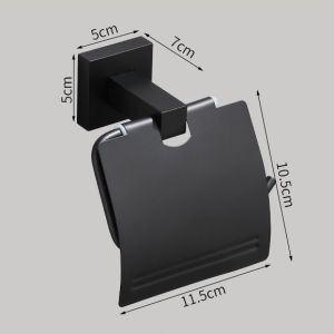 Toilet Paper Holder ที่แขวนทิชชู่ ติดผนัง มีฉากกั้น อลูมิเนียม สีดำ Nordic Style TI-18T